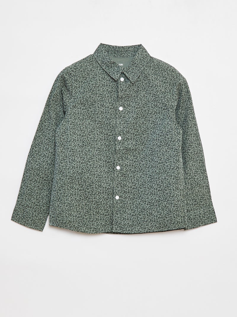 Chemise en popeline à manches longues Kaki - Kiabi