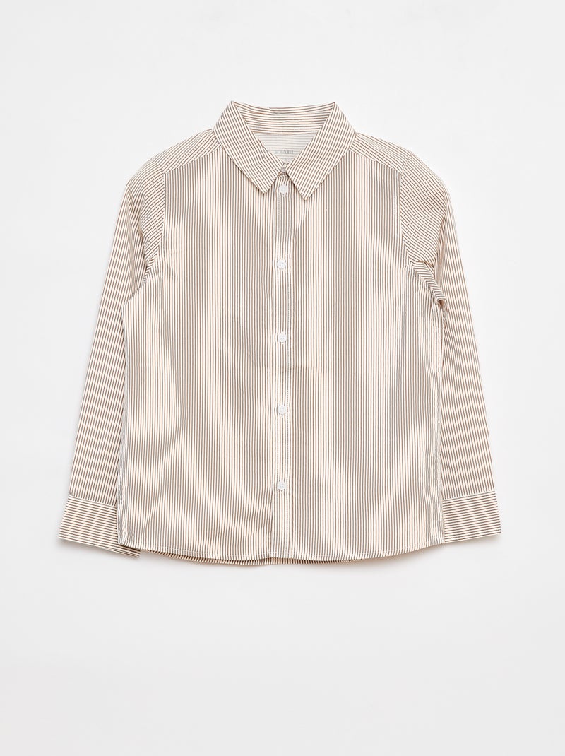 Chemise en popeline à manches longues Marron - Kiabi