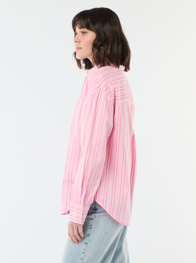 Chemise en popeline à manches longues Rose - Kiabi
