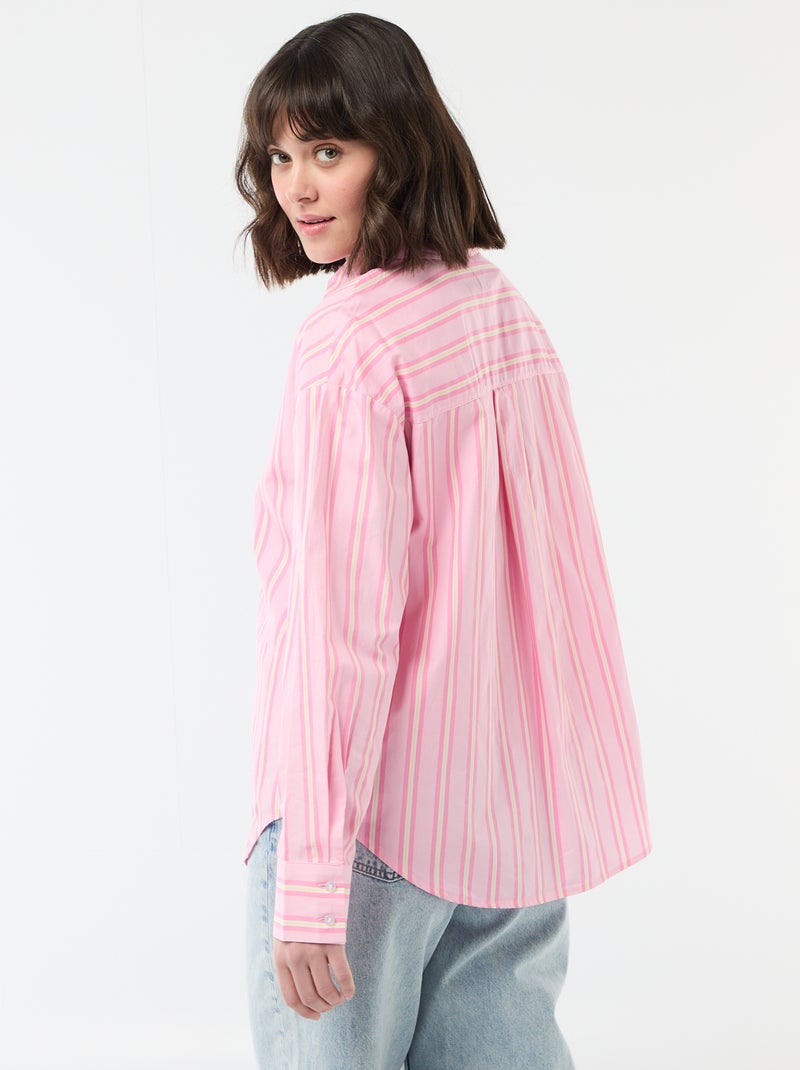 Chemise en popeline à manches longues Rose - Kiabi