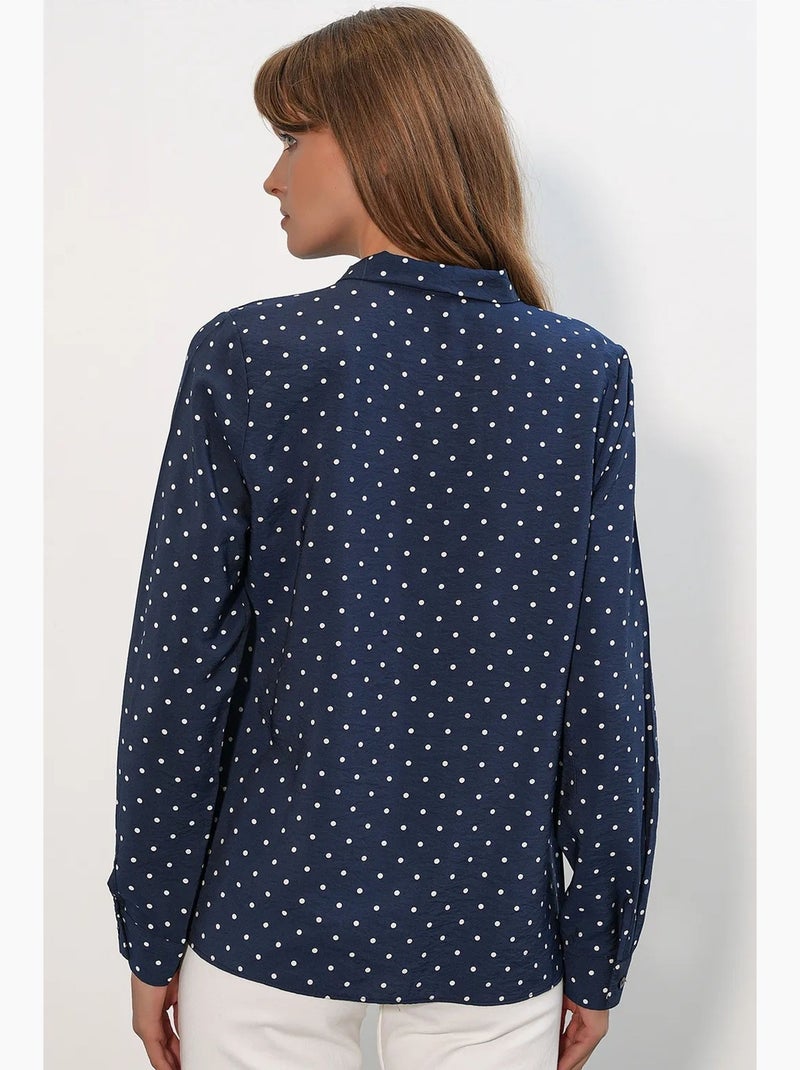 Chemise en popeline à pois bdart Bleu marine - Kiabi
