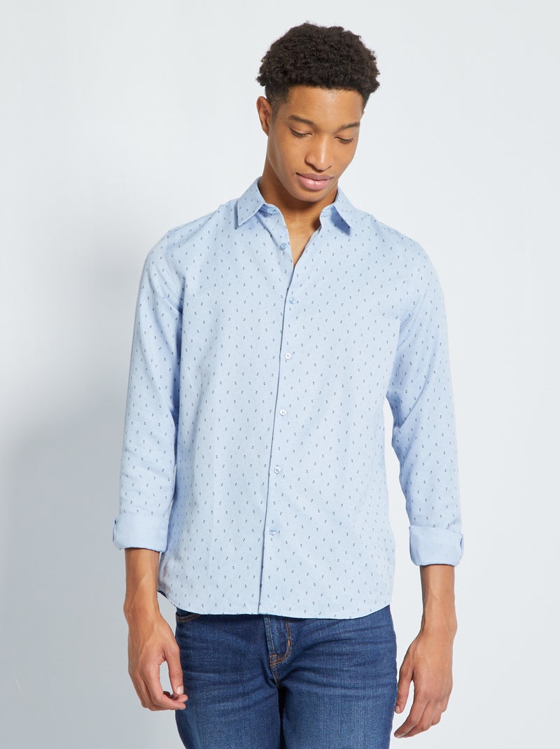 Chemise en popeline avec imprimé -  +1m90 Bleu - Kiabi