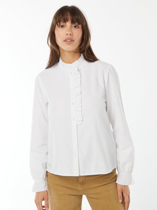 Chemise en popeline avec patte volantée - Kiabi