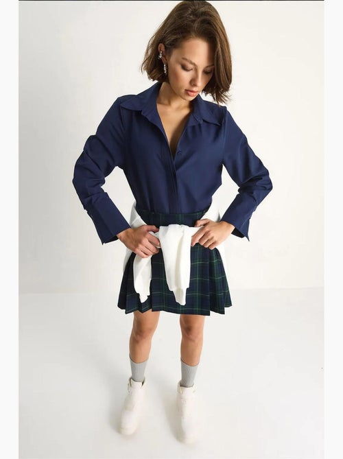 Chemise en popeline boutonnée à manches longues et coupe classique lucci - Kiabi