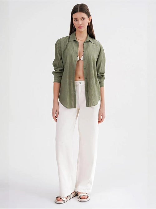 Chemise en popeline coupe décontractée avec fermeture à boutons mixray - Kiabi