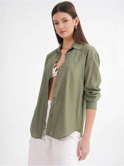Chemise en popeline coupe décontractée avec fermeture à boutons mixray - Kiabi