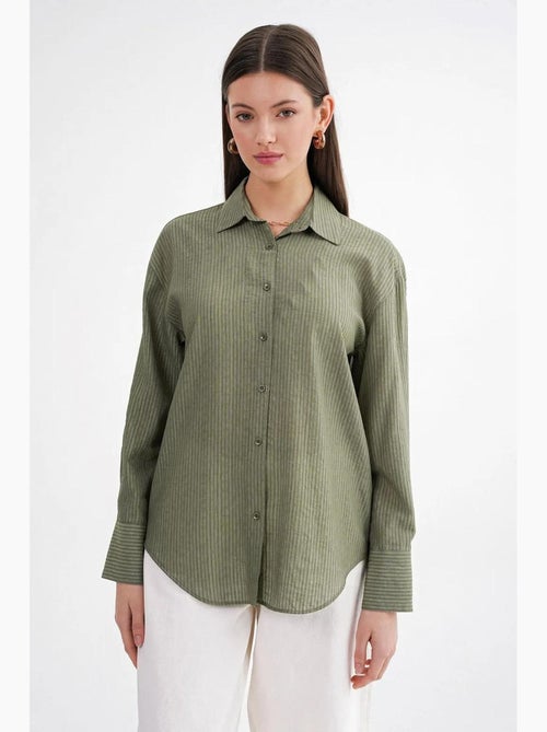 Chemise en popeline coupe décontractée avec fermeture à boutons mixray - Kiabi