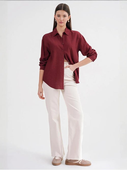Chemise en popeline coupe décontractée avec fermeture à boutons mixray - Kiabi