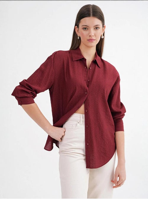 Chemise en popeline coupe décontractée avec fermeture à boutons mixray - Kiabi