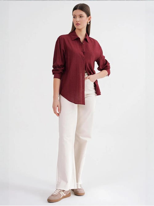 Chemise en popeline coupe décontractée avec fermeture à boutons mixray - Kiabi