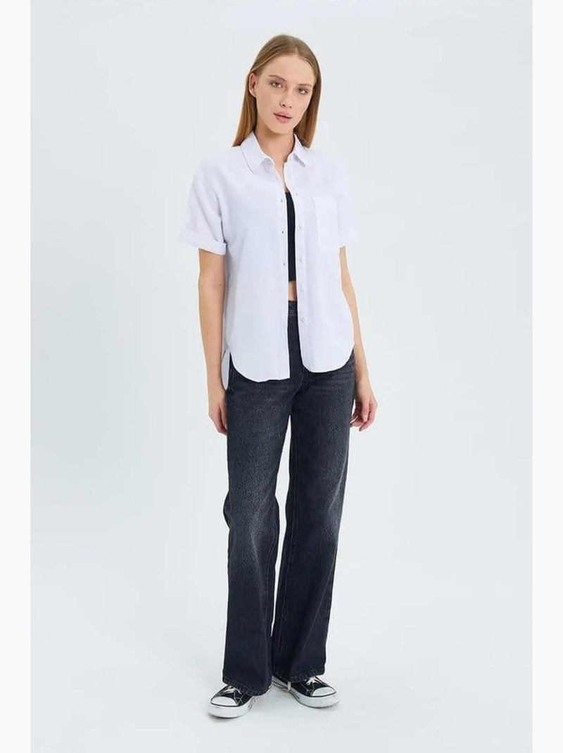 Chemise en popeline coupe slim avec poche mixray Blanc - Kiabi