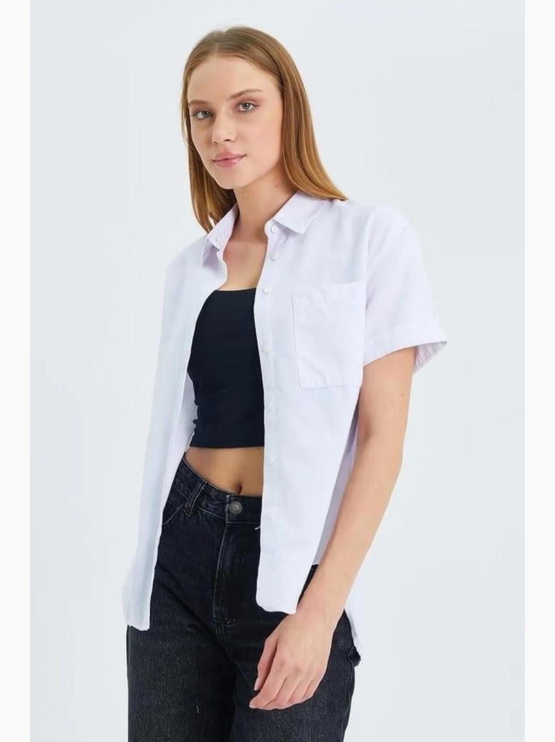 Chemise en popeline coupe slim avec poche mixray Blanc - Kiabi