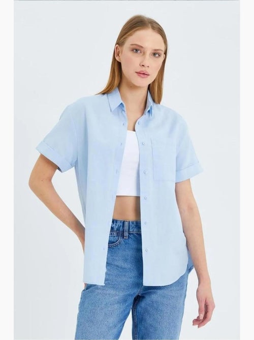 Chemise en popeline coupe slim avec poche mixray - Kiabi