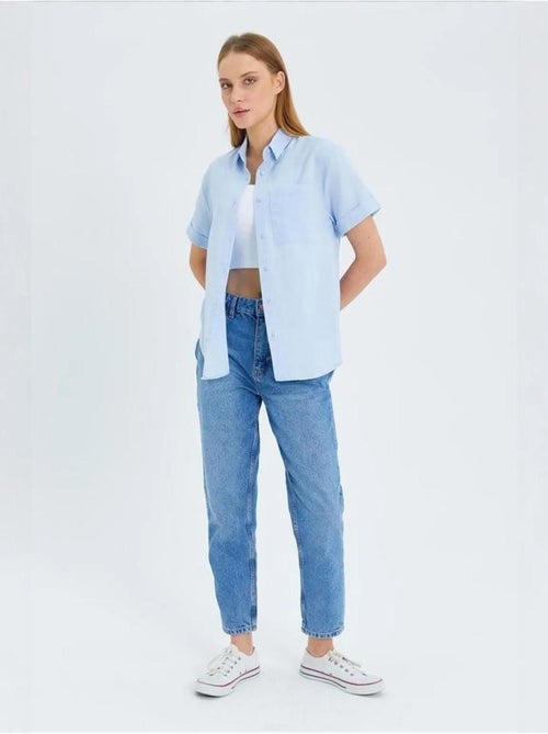 Chemise en popeline coupe slim avec poche mixray - Kiabi