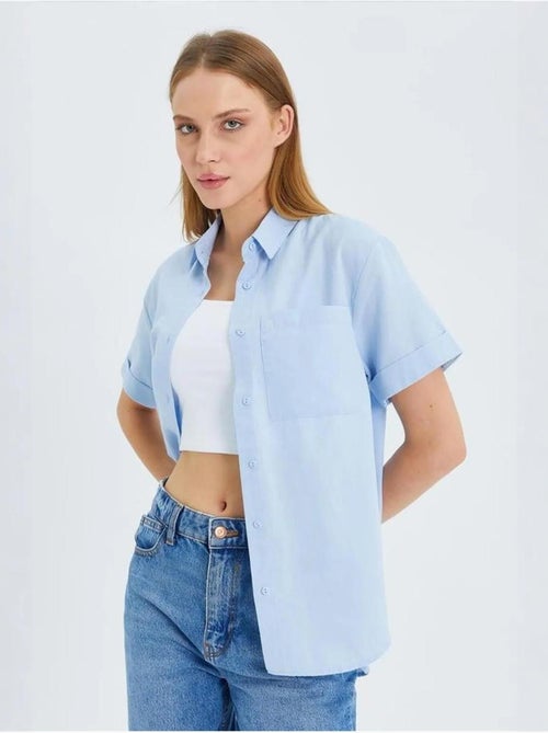 Chemise en popeline coupe slim avec poche mixray - Kiabi