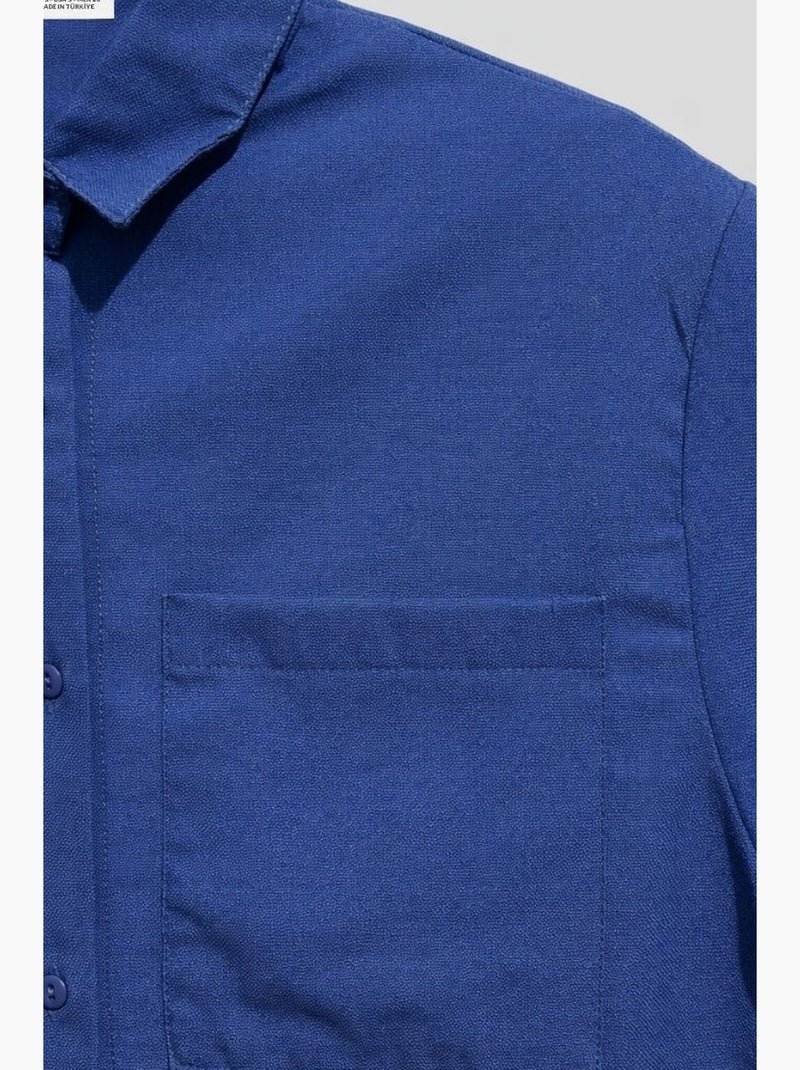 Chemise en popeline coupe slim avec poche mixray Bleu électrique - Kiabi