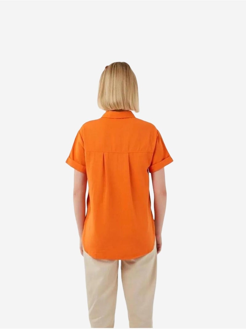 Chemise en popeline coupe slim avec poche mixray Orange mandarine - Kiabi