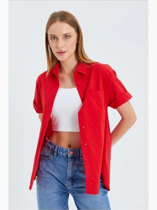 Chemise en popeline coupe slim avec poche mixray - Kiabi