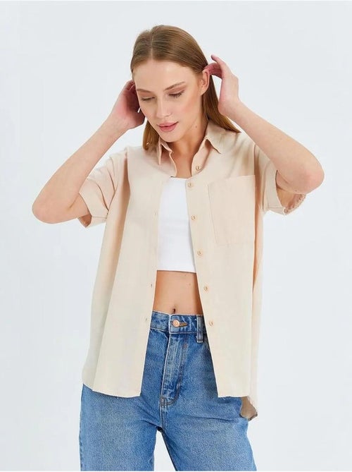 Chemise en popeline coupe slim avec poche mixray - Kiabi