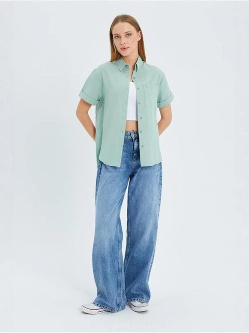 Chemise en popeline coupe slim avec poche mixray - Kiabi