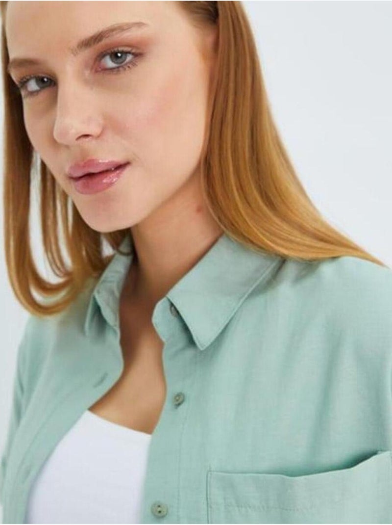 Chemise en popeline coupe slim avec poche mixray Vert pastel - Kiabi