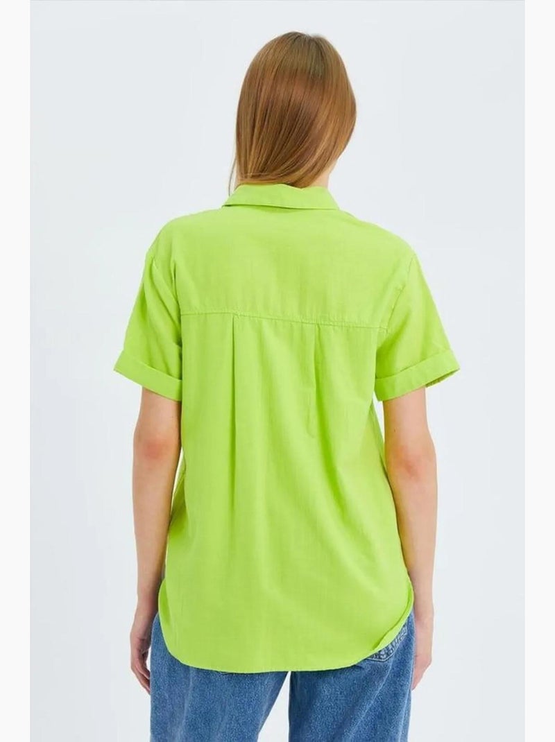 Chemise en popeline coupe slim avec poche mixray Vert tilleul - Kiabi