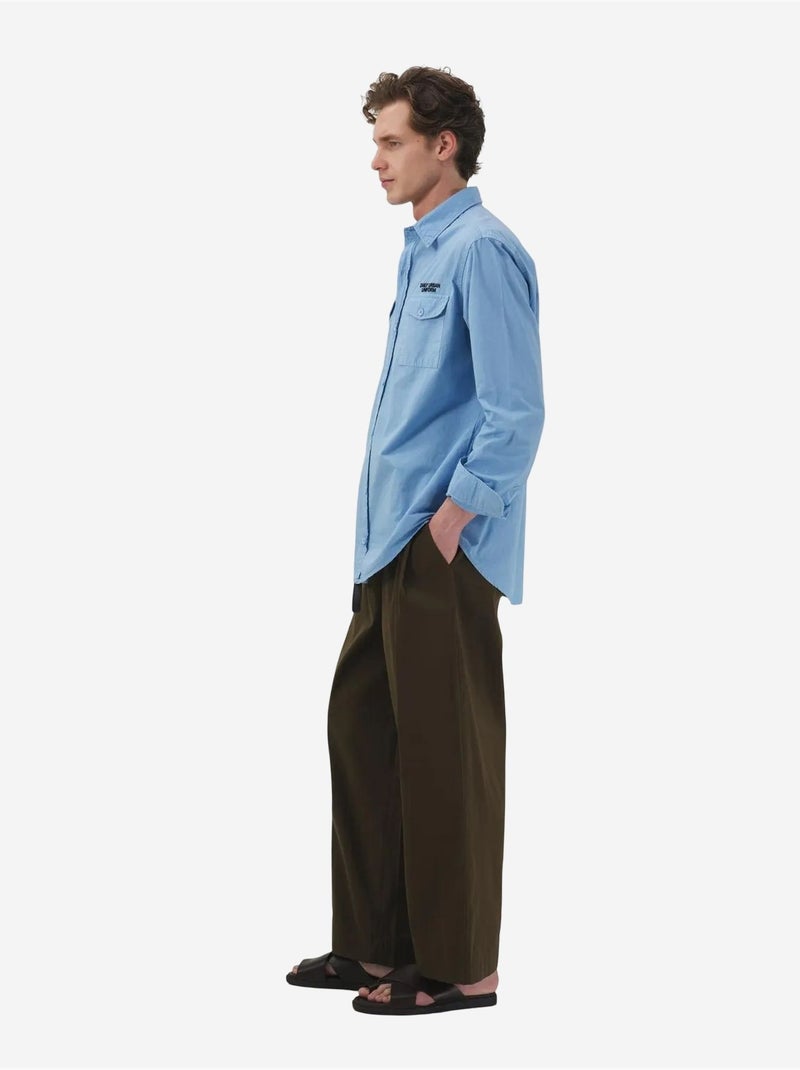 Chemise en popeline de coton à imprimé texte pour homme giesto Bleu clair - Kiabi