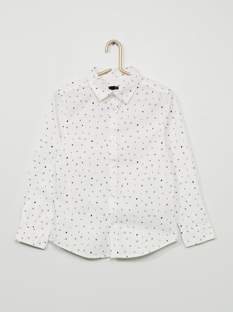 Chemise en popeline fantaisie Blanc 'lettres' - Kiabi