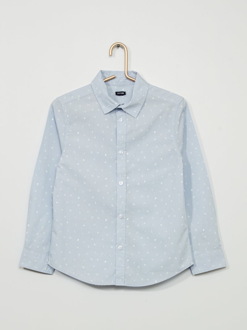 Chemise en popeline fantaisie Bleu 'lettres' - Kiabi