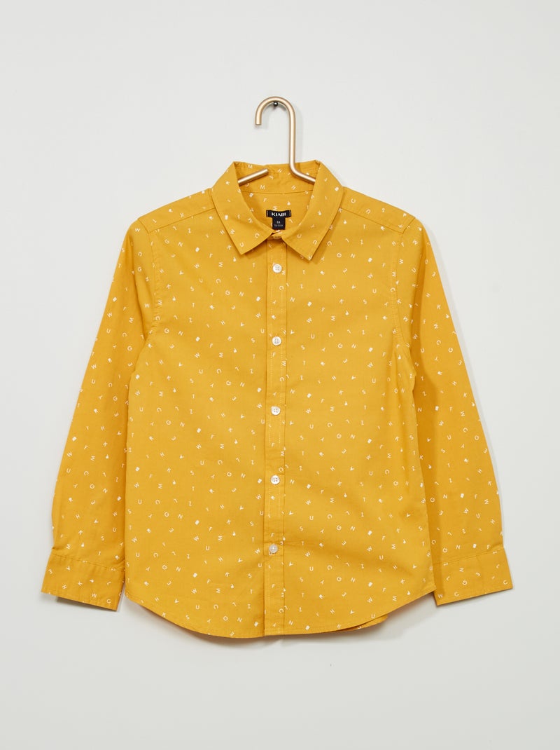 Chemise en popeline fantaisie Jaune 'lettres' - Kiabi