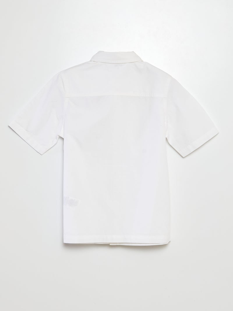 Chemise en popeline manches courtes blanc - Kiabi