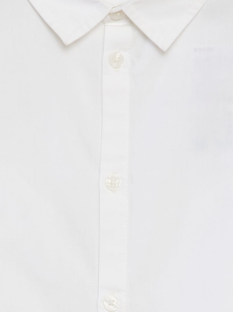 Chemise en popeline manches courtes blanc - Kiabi