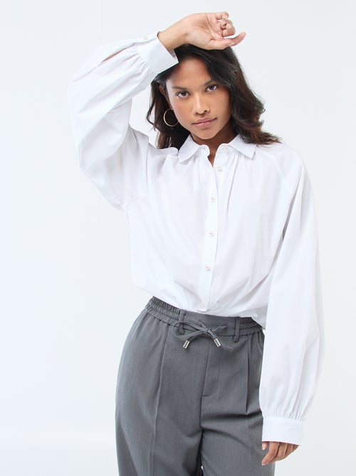 Chemise en popeline manches larges - Kiabi