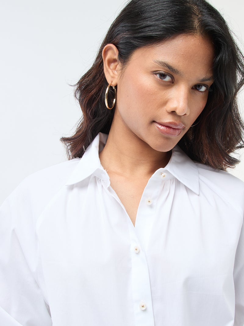 Chemise en popeline manches larges Blanc - Kiabi