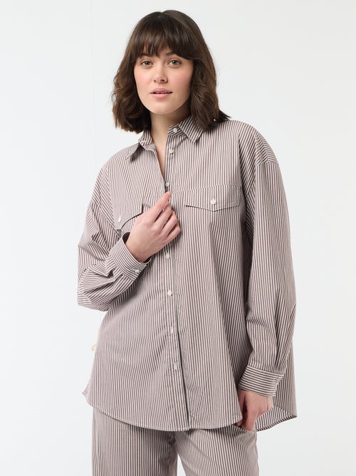 Chemise en popeline rayé oversize - Kiabi