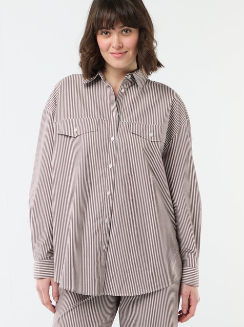 Chemise en popeline rayé oversize - Kiabi