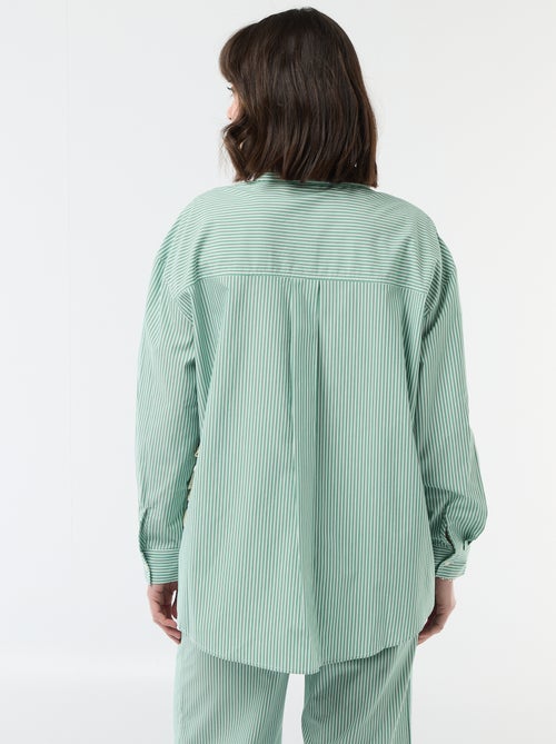 Chemise en popeline rayé oversize - Kiabi
