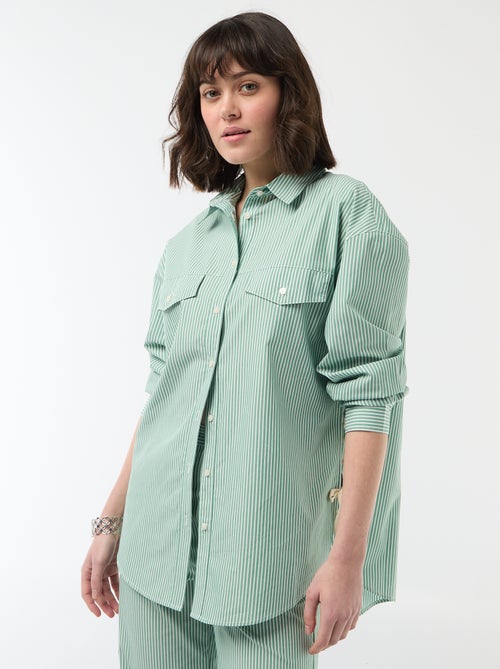 Chemise en popeline rayé oversize - Kiabi