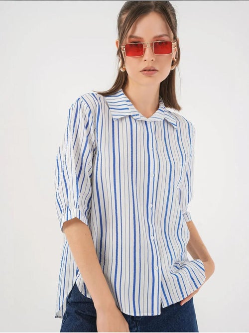 Chemise en popeline rayée à manches trois-quarts bdart - Kiabi