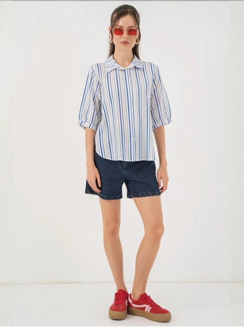 Chemise en popeline rayée à manches trois-quarts bdart - Kiabi