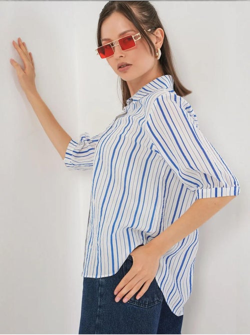 Chemise en popeline rayée à manches trois-quarts bdart - Kiabi