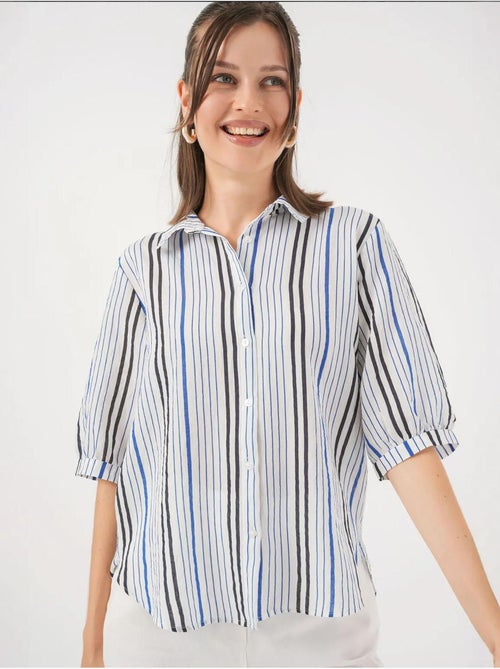 Chemise en popeline rayée à manches trois-quarts bdart - Kiabi