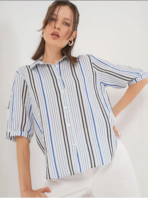 Chemise en popeline rayée à manches trois-quarts bdart - Kiabi