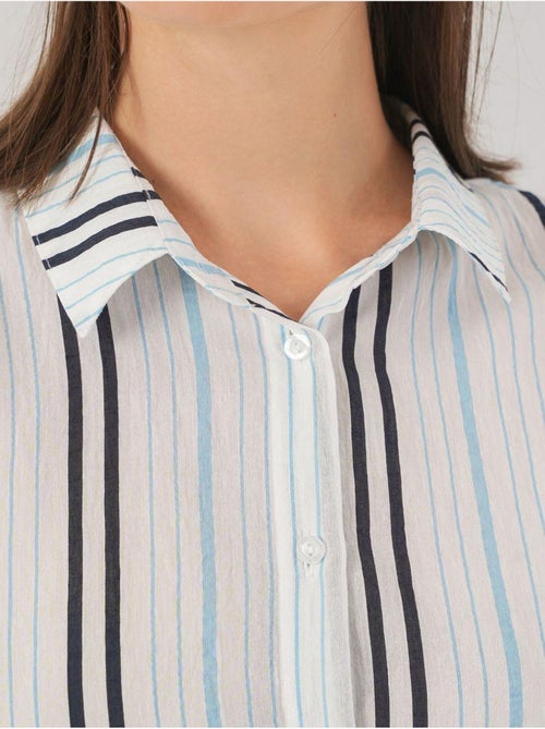Chemise en popeline rayée à manches trois-quarts bdart - Kiabi Chemise en popeline rayée à manches trois-quarts bdart - Kiabi
