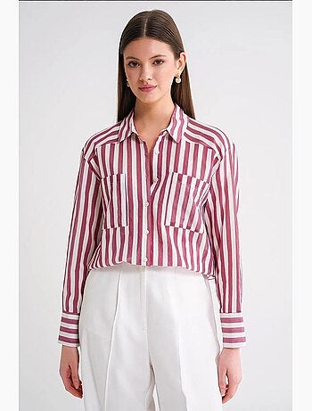Chemise en popeline rayée avec poche mixray