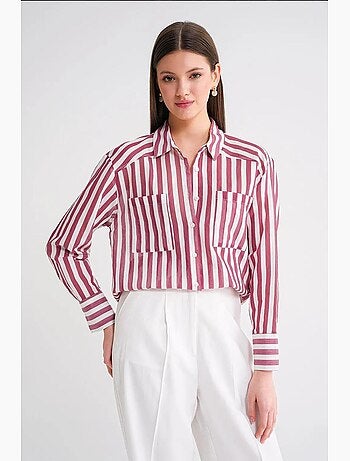 Chemise en popeline rayée avec poche mixray
