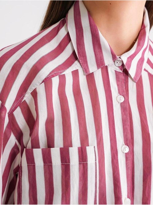 Chemise en popeline rayée avec poche mixray - Kiabi