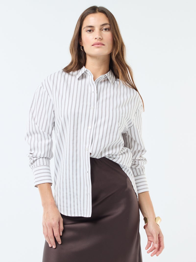 Chemise en popeline rayée Blanc - Kiabi