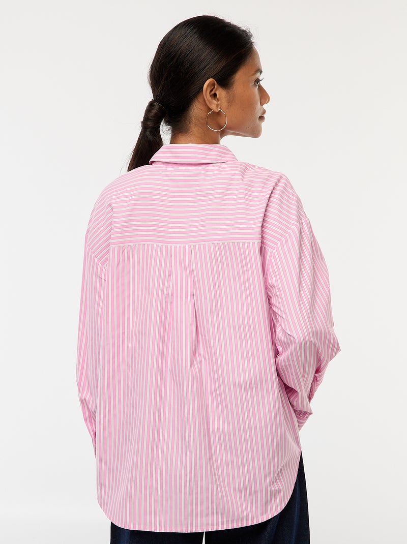 Chemise en popeline rayée Rose - Kiabi