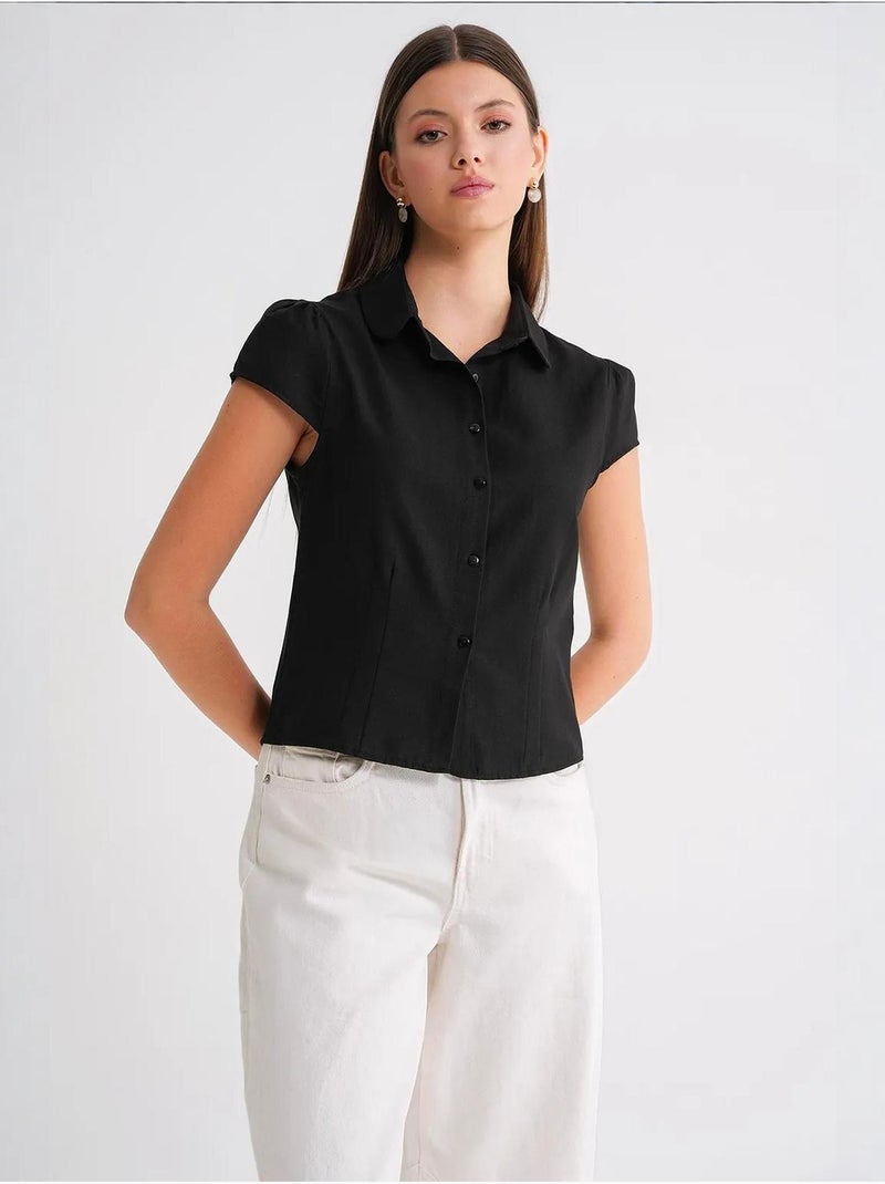 Chemise en popeline slim fit avec fermeture à boutons mixray Noir - Kiabi